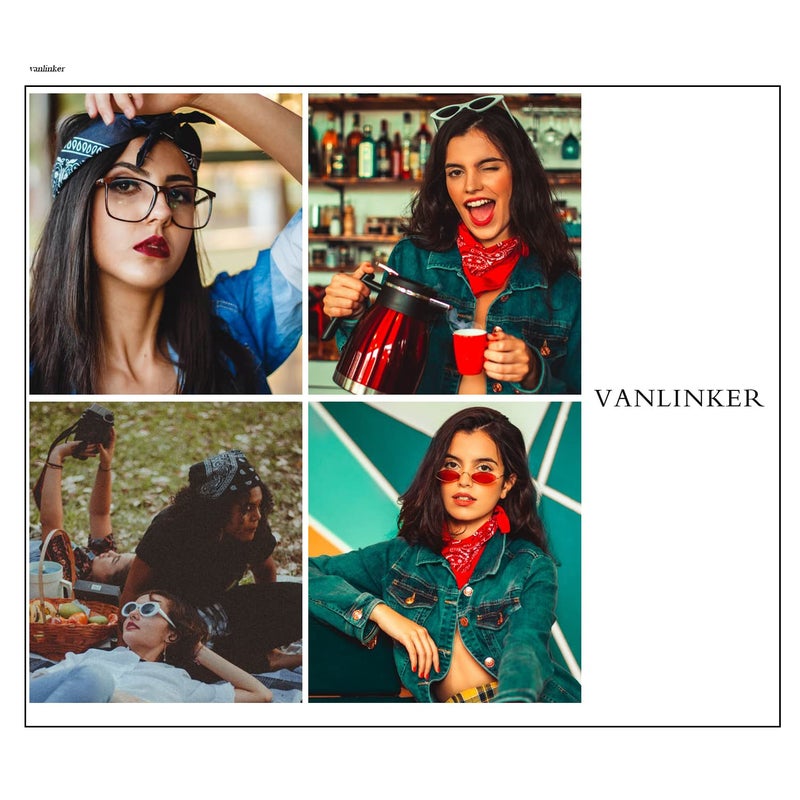 VANLINKER Vintage Bandanas Square Multi-Purpose Scarfs for Men Women Silk Like Scarf Neckerchief Protective Coverage VL9549 Black - Image 2